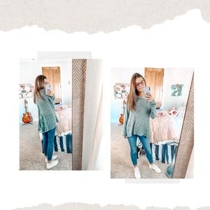 Green lace long sleeve top